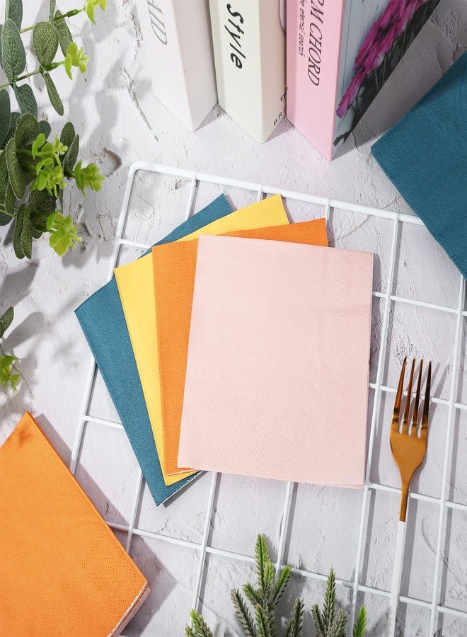 JarThenaAMCS مناديل كوكتيل بوهو ريترو من جارثينا إيه إم سي إس، 100 قطعة، ألوان رمادي، أزرق، برتقالي، أصفر خردلي، مناديل ورقية للاستخدام مرة واحدة، مناديل مشروبات ورقية بوهو صن، مثالية لتزيين حفلات أعياد الميلاد وحفلات استقبال المولود. - Image 3